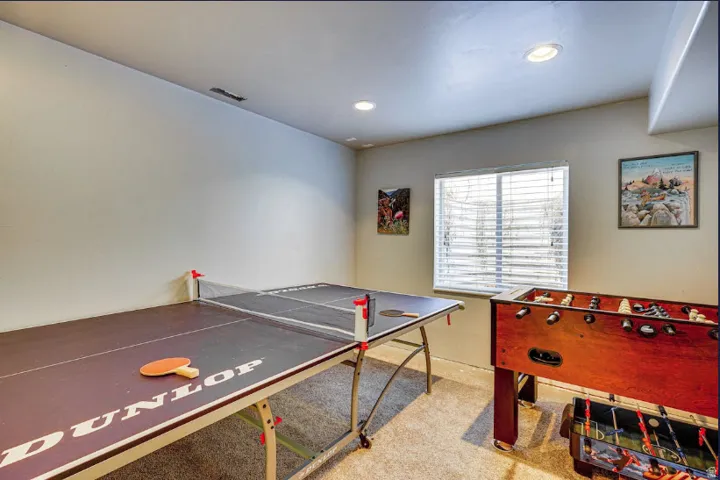 Game room in basement