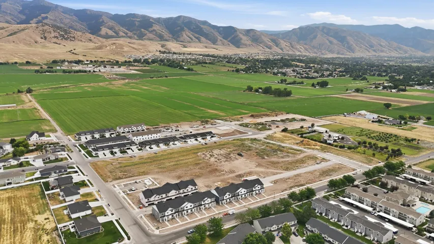 New construction residential development with mountain scenery