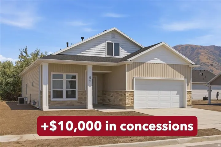 Patio style home with upstairs great room, bathroom and 2 bedrooms