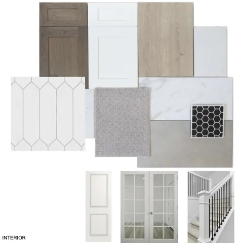 Interior Design Board. Displaying a collection of material and finish samples for the property