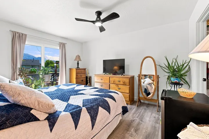 White walls complemented by wood-finish flooring