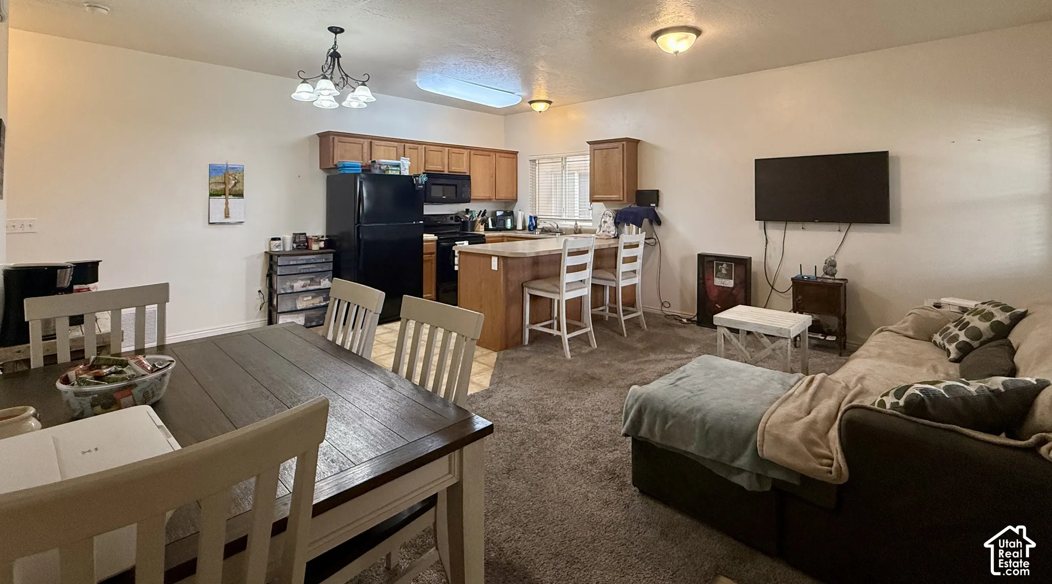 Open-concept living area with integrated kitchen and dining spaces