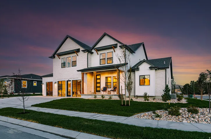 Modern exterior with white brick and vertical siding
