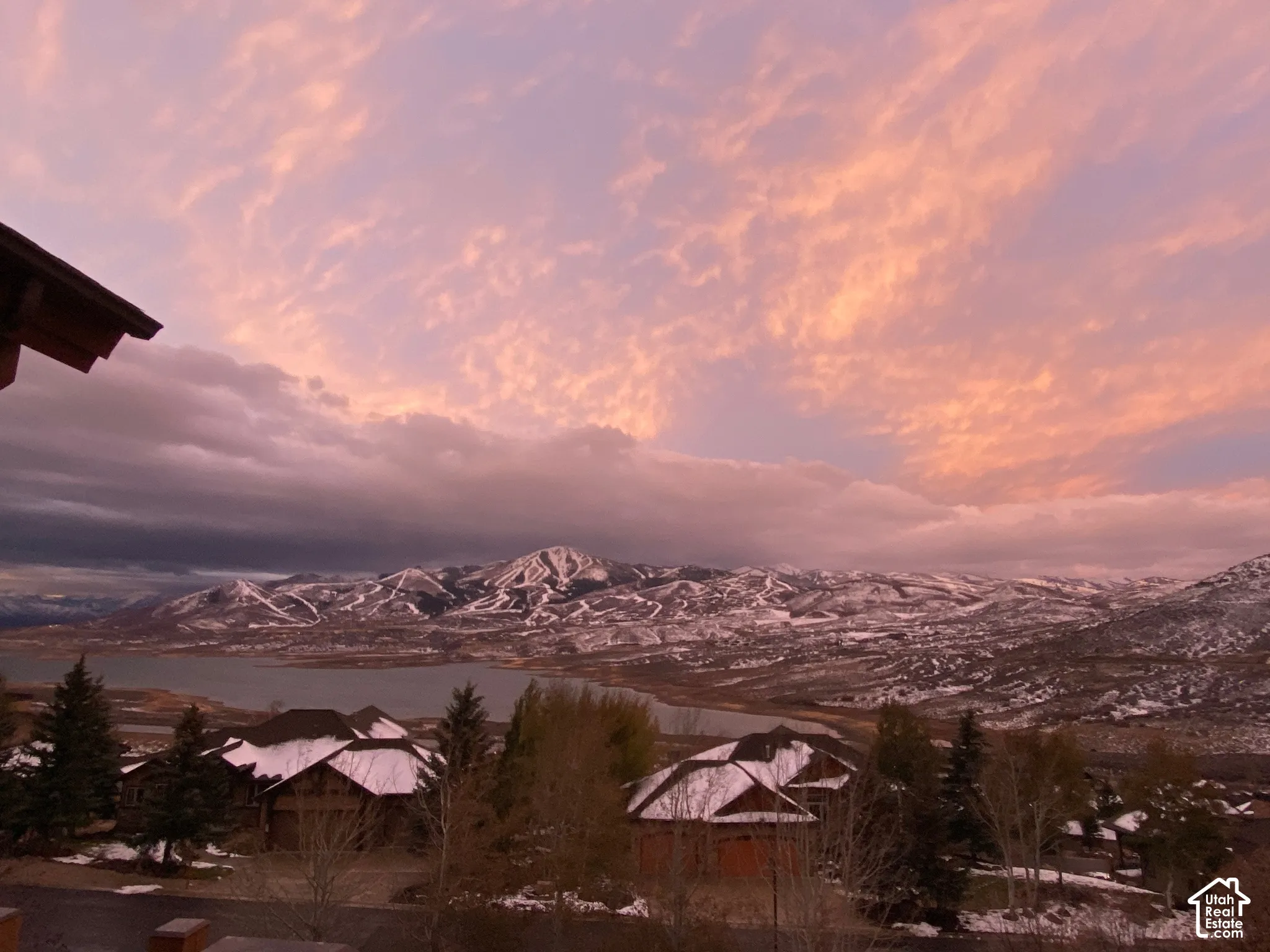 Mountain backdrop with snow-capped peaks