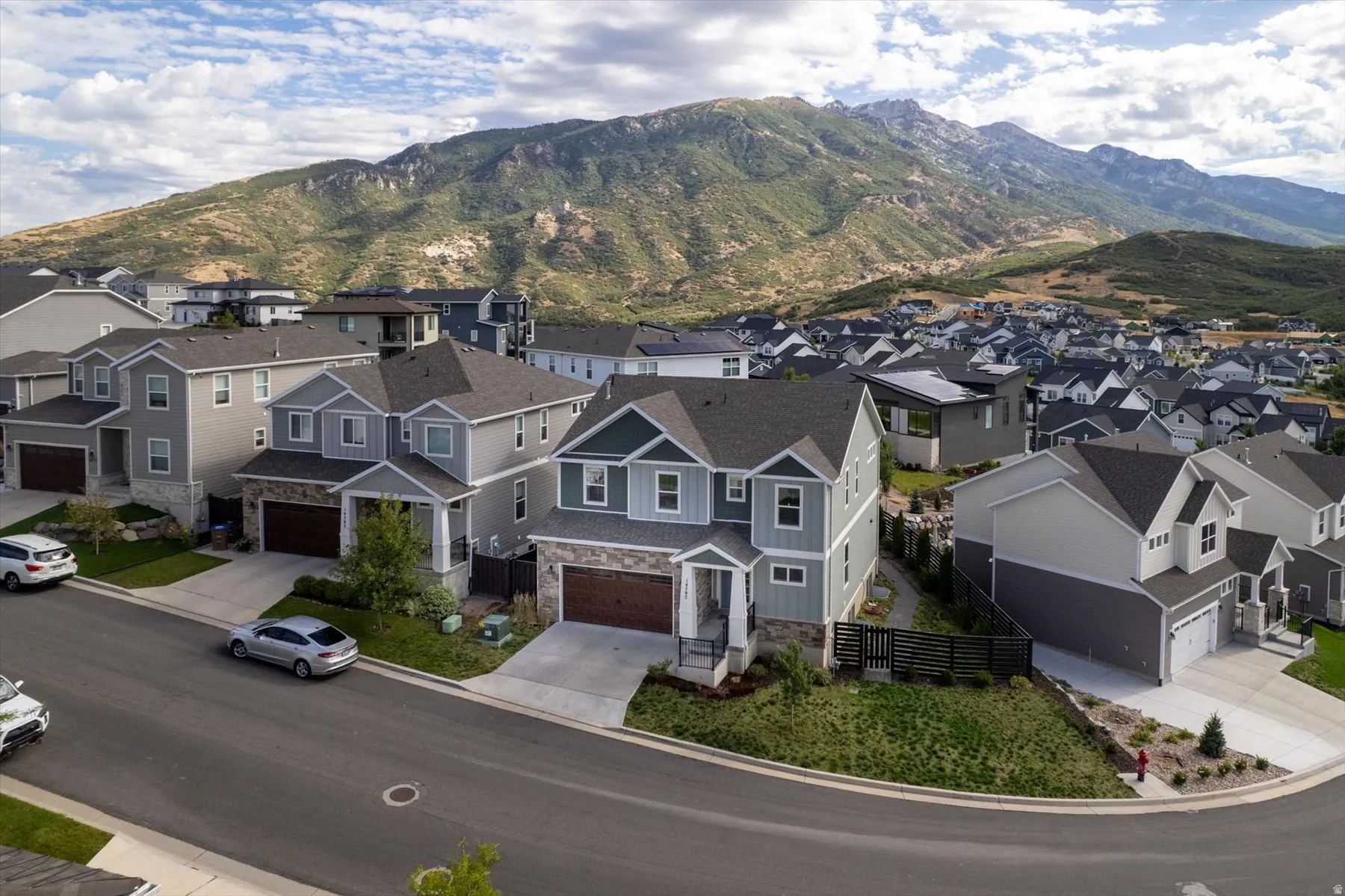 Residential community with mountain backdrop