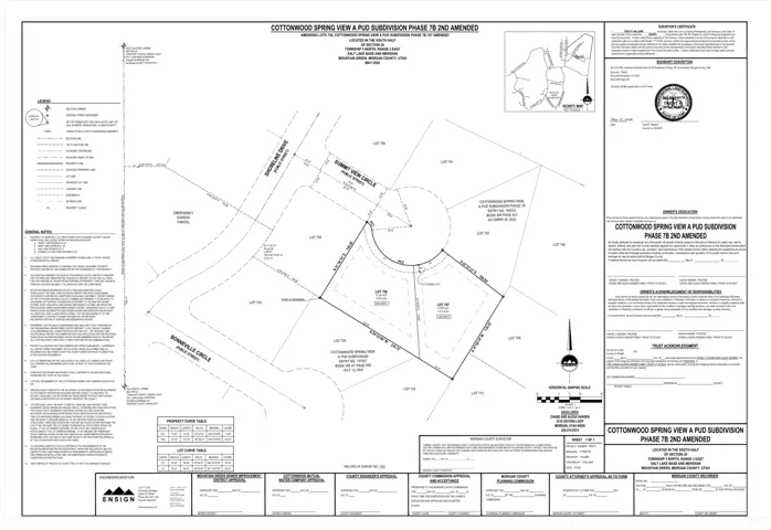 Subdivision Plat. Illustrating the layout of the property, including lots, streets, and general notes