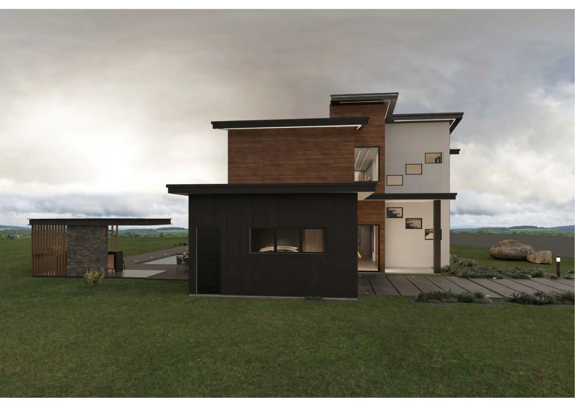 Architectural Rendering featuring backyard pool and BBQ area
