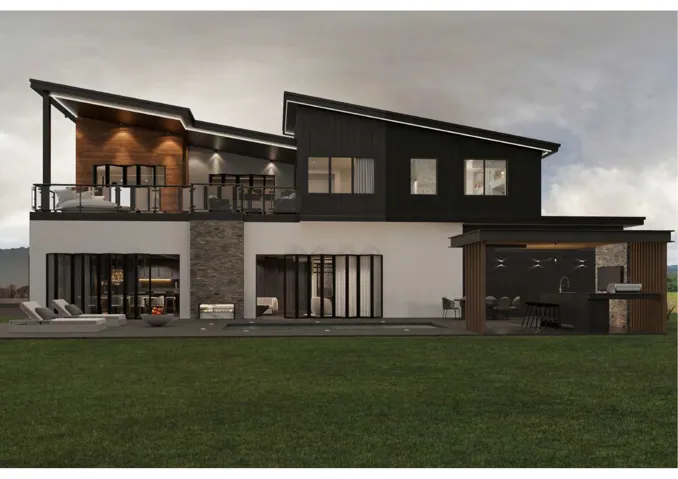 Architectural Rendering featuring backyard pool and BBQ area