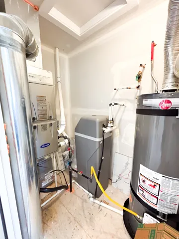 Carrier furnace, Rheem water heater, and water softener system