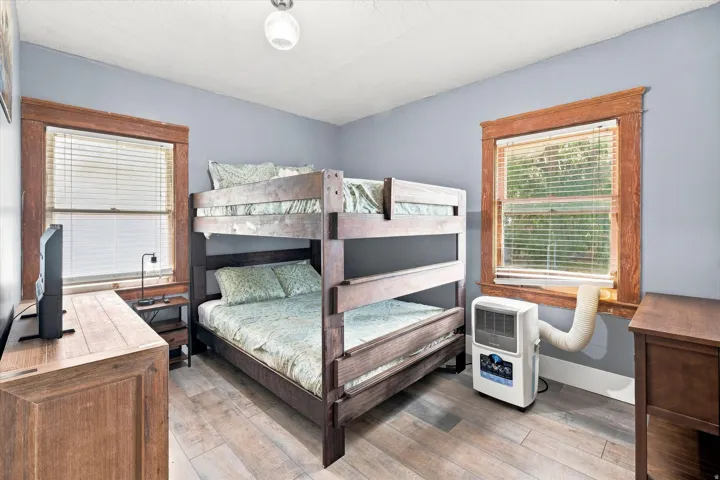 Wood-finish flooring with light-toned walls