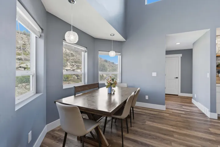 Views of the peaceful waterfall from the dining room table