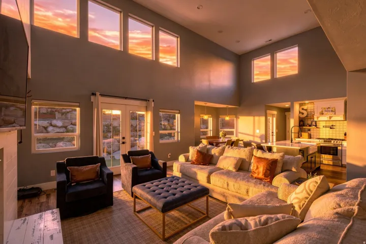 Gorgeous views from every angle of the home; features a tremendous amount of windows
