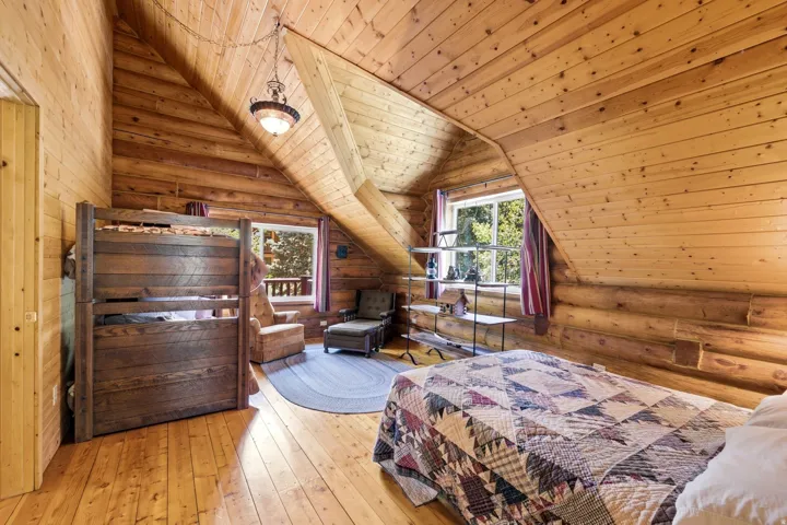 Wood-paneled walls and ceiling