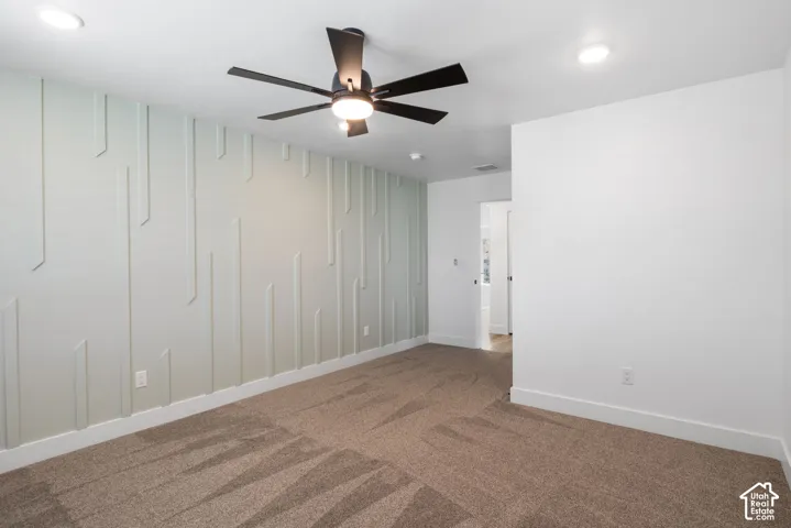 Accent wall with geometric paneling