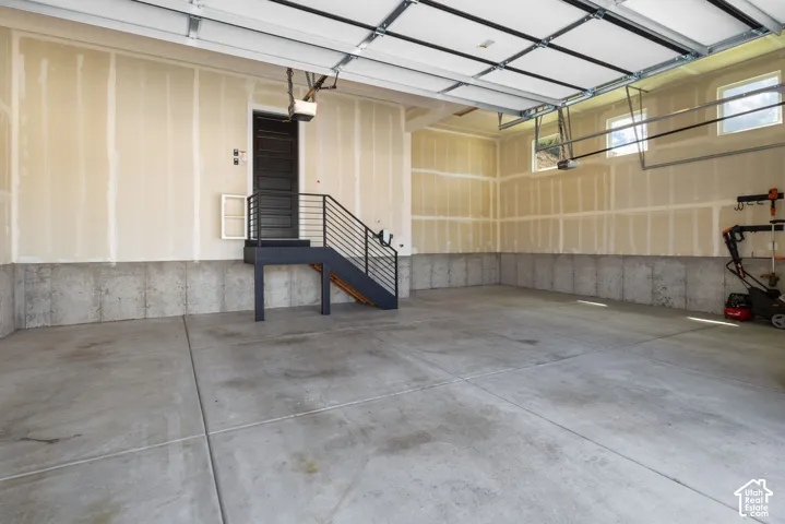 Concrete flooring and exposed ceiling beams