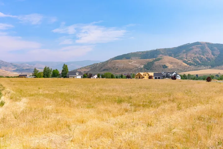 Expansive field providing ample open space and distant mountain scenery