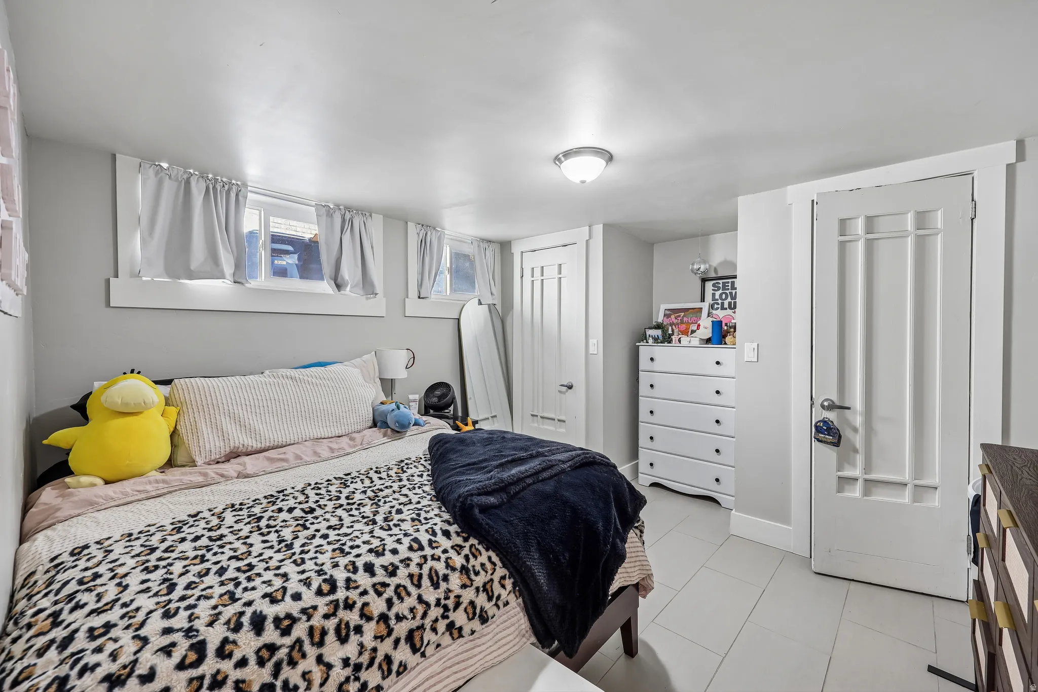 Recessed windows with white trim