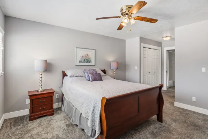 Primary Bedroom with double closets on both sides of hallway