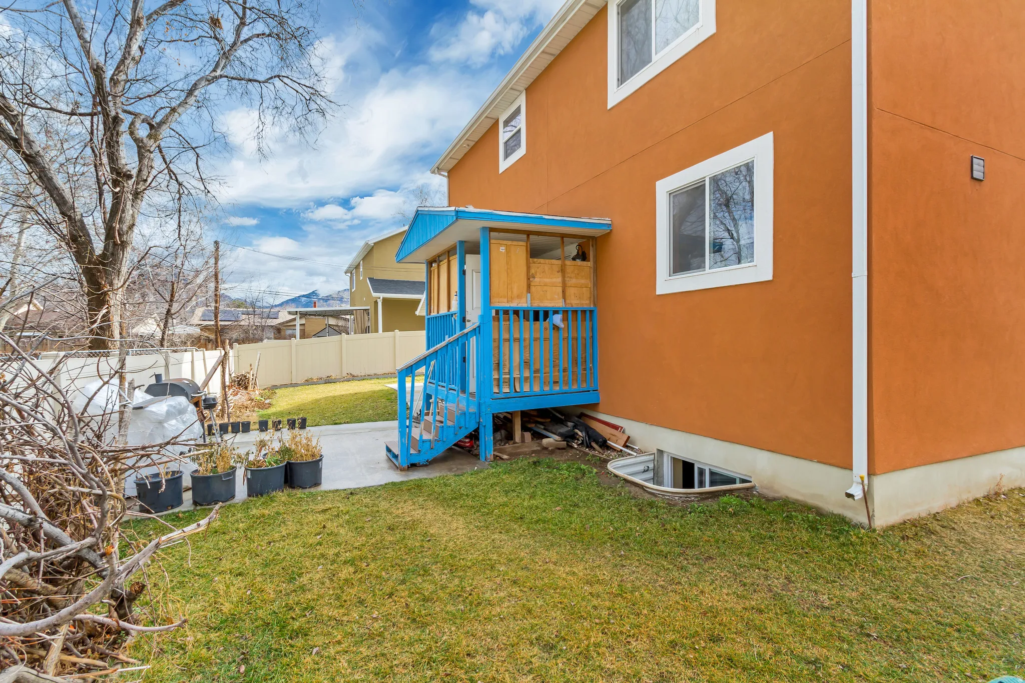Orange exterior with white trim