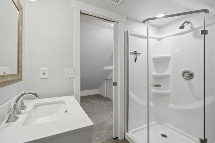 Upstairs bathroom with standing shower