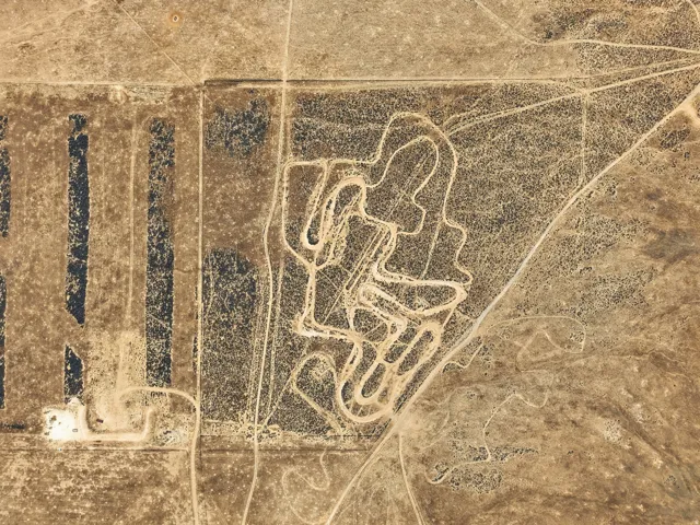 Aerial Survey, Property Overview. Displaying the property's layout including cultivated land sections and established track formations