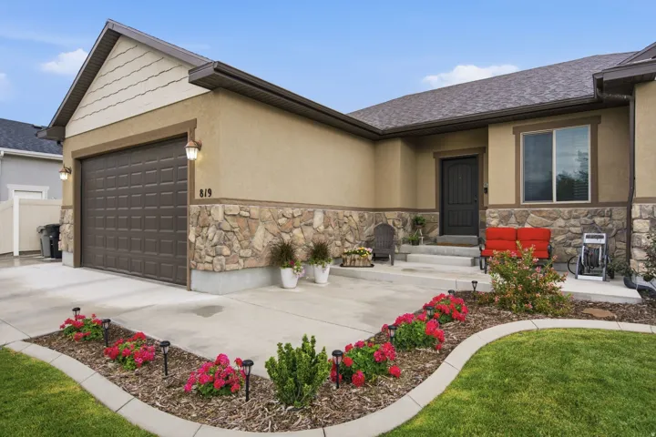 Stone veneer and stucco exterior