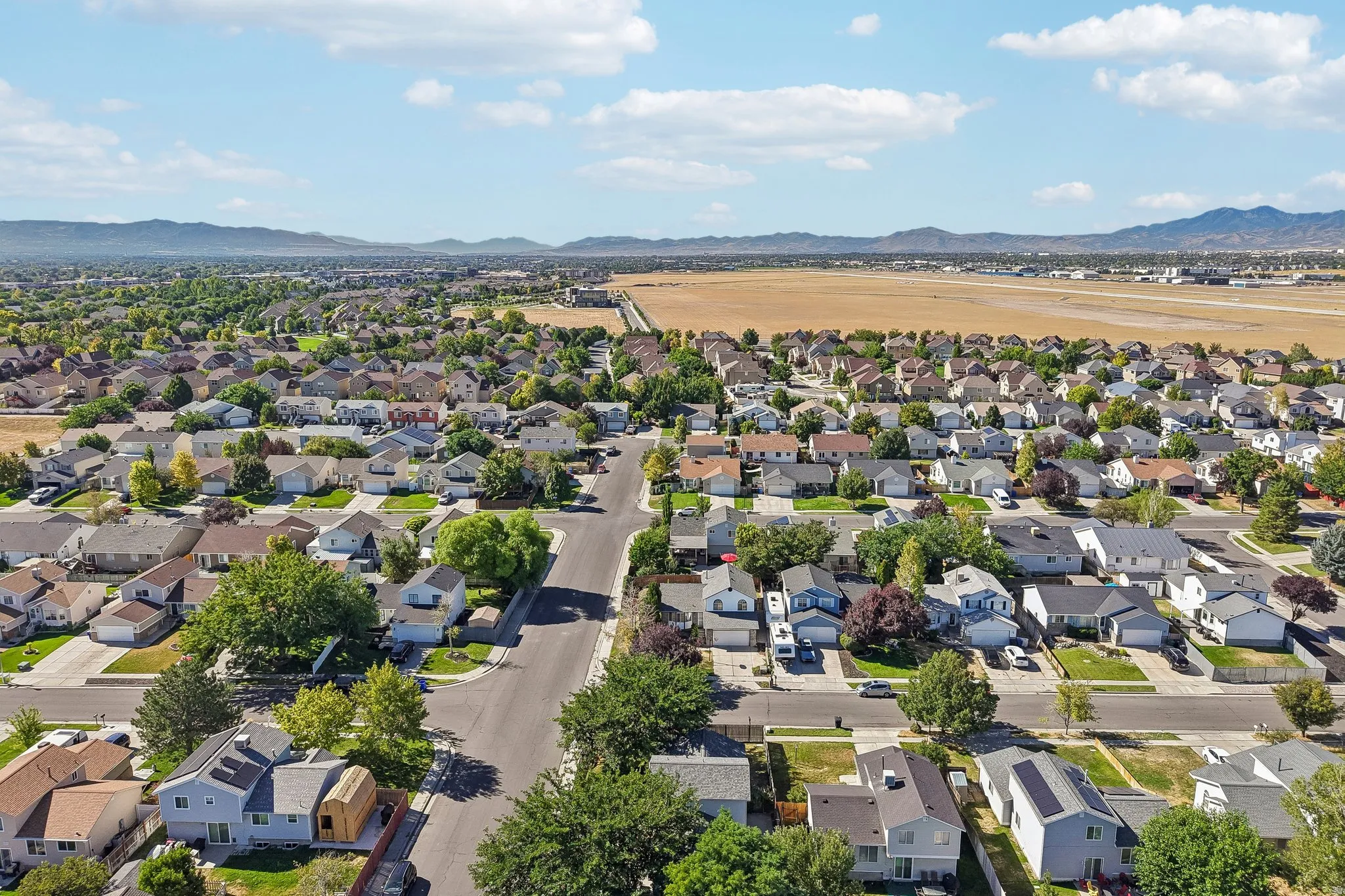 Residential neighborhood with established streets and mature trees