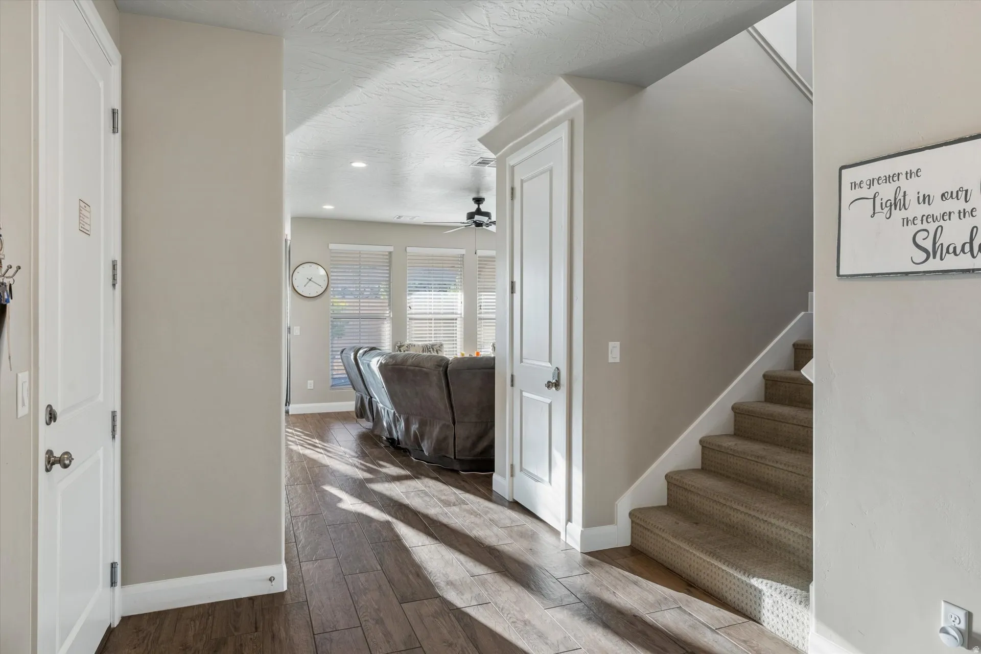 Wood-finish flooring throughout the main level