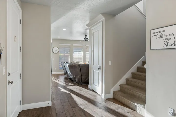 Wood-finish flooring throughout the main level