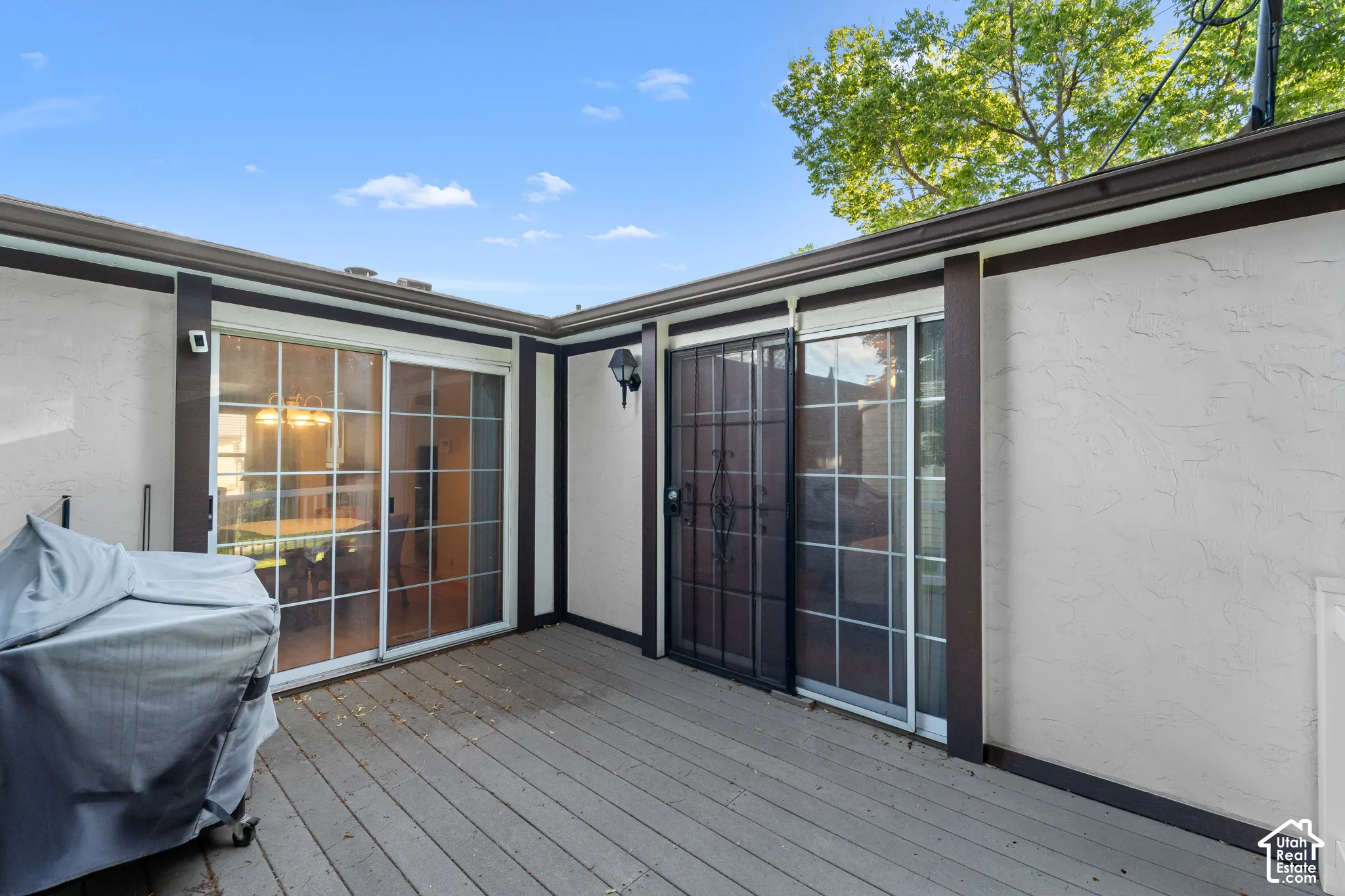The deck can be accessed from the dining room and the primary bedroom.