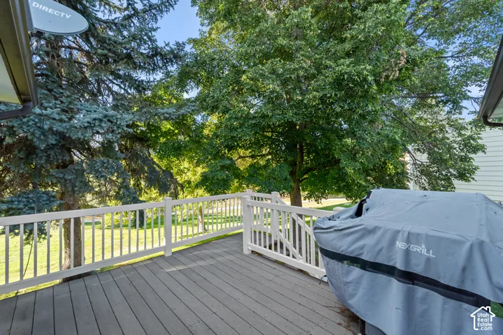 The back deck looks to the north and out over the golf course.