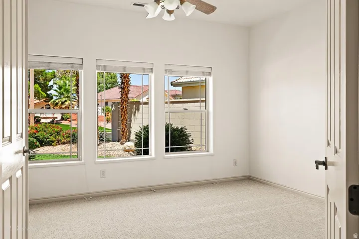 Neutral color palette with textured carpeting