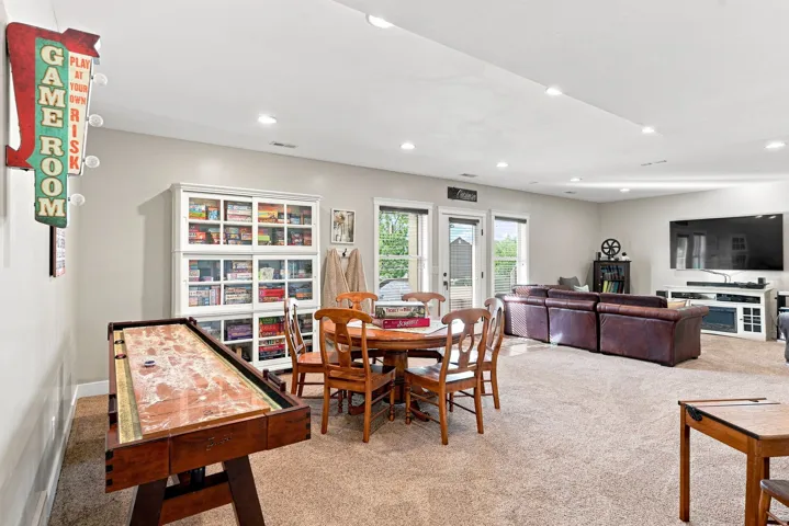 Basement den with walkout basement.