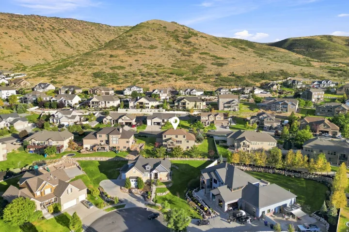 Residential neighborhood featuring varied architectural styles and landscaped properties