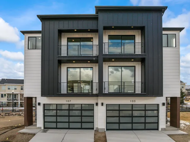 Modern exterior with black vertical siding and white horizontal siding