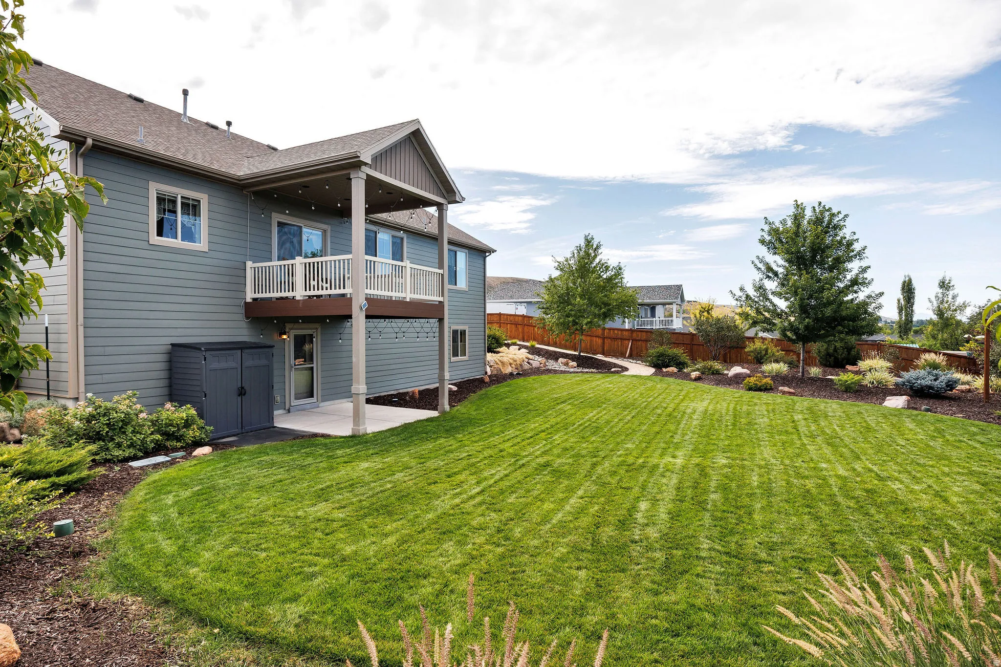 Expansive lawn with integrated landscaping