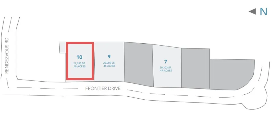 Site Plan. Displaying property boundaries and area measurements for multiple parcels along a roadway