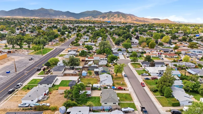 Expansive residential area with a prominent mountain backdrop