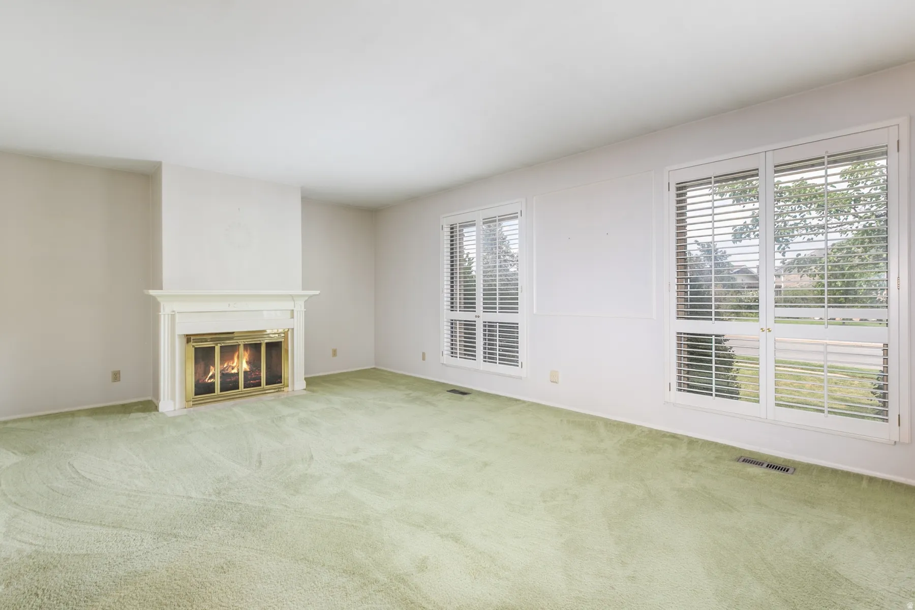 Fireplace with white mantel
