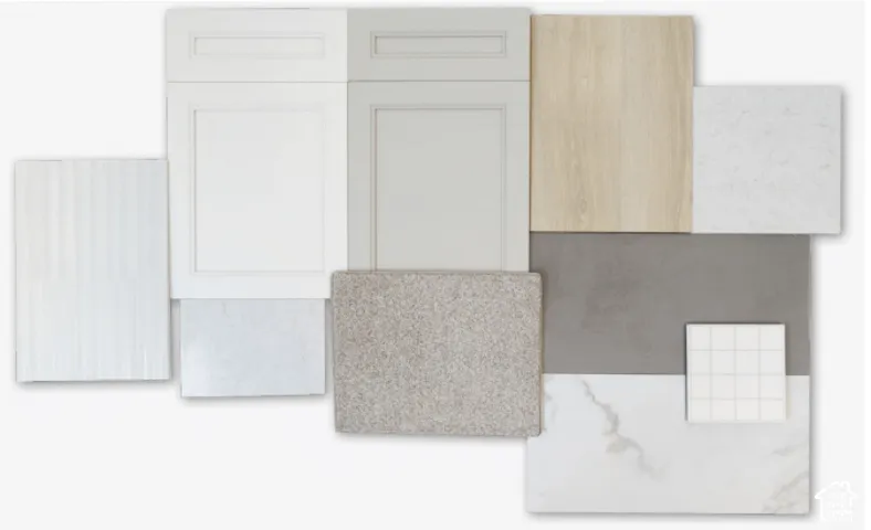 Interior Finish Selections. Displaying a range of material samples for property finishes
