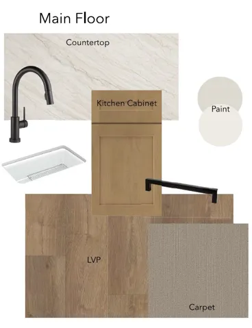 Design Board, Main Floor. Displaying material and finish selections for the property's main floor