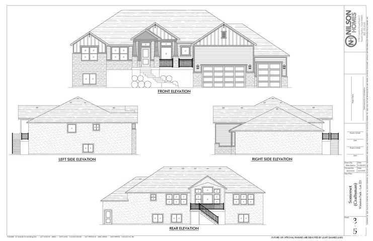Architectural Plan. Presenting the front, left side, right side, and rear elevations of the property