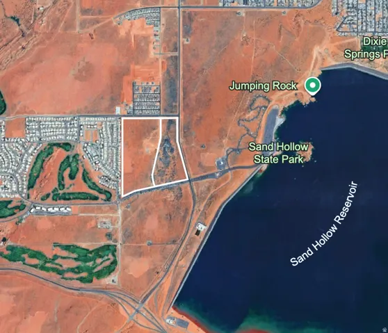 An overhead satellite view of the property and the surrounding area