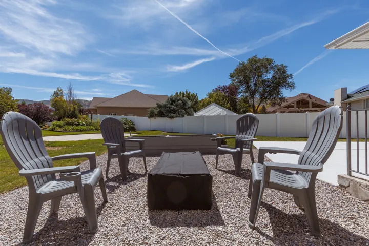 Fire Pit  area featuring a built-in planter box and a privacy fence