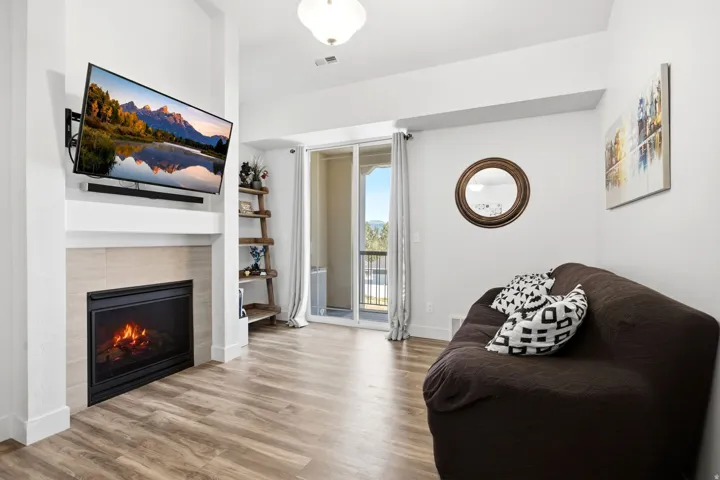 Electric fireplace with a tiled surround