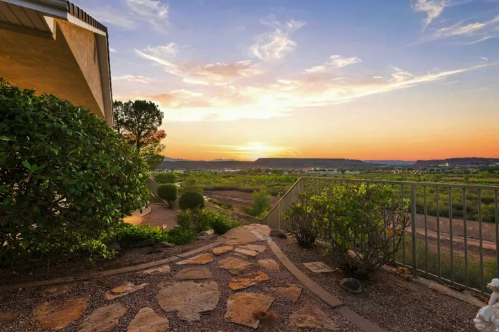 Stone paver pathway with gravel accents