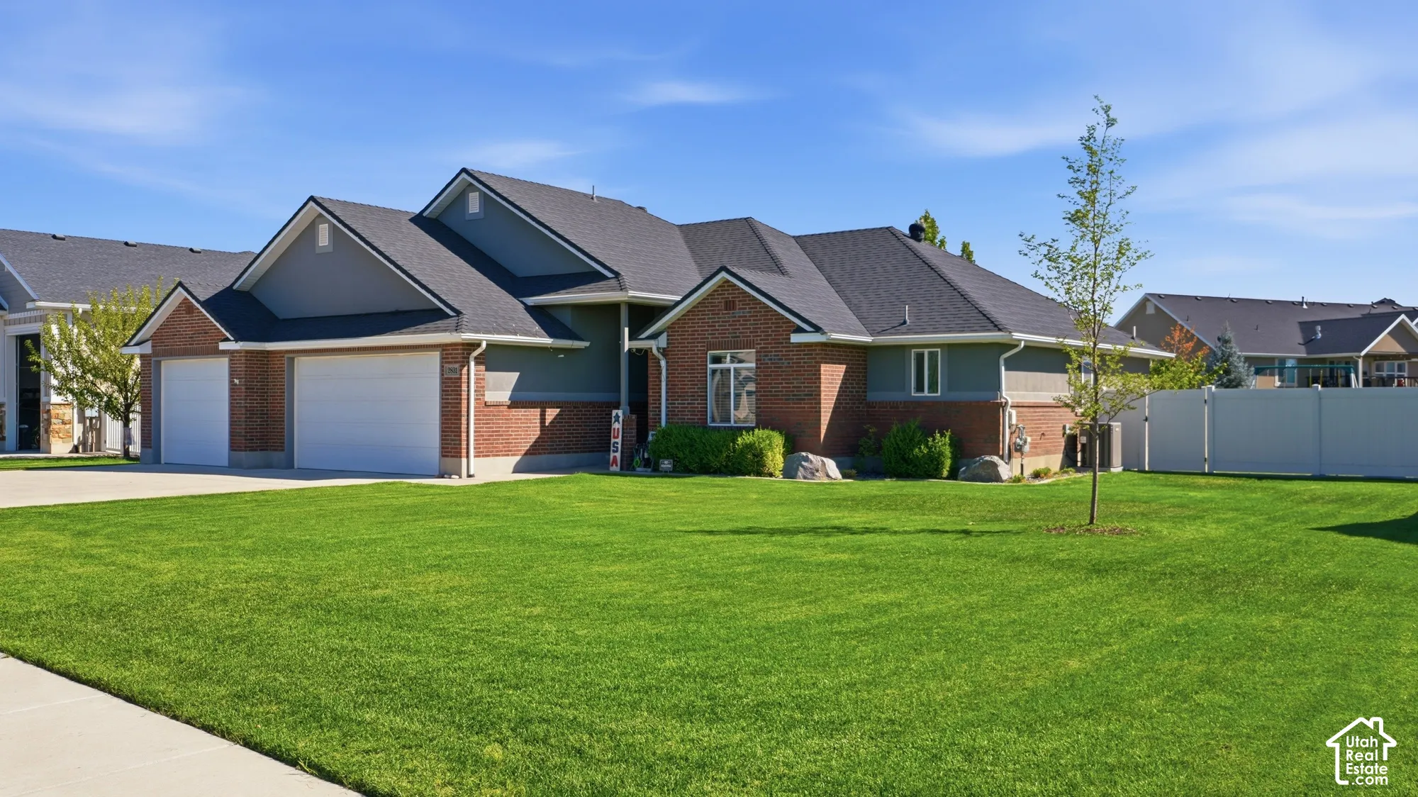 Brick and siding exterior with multiple gables