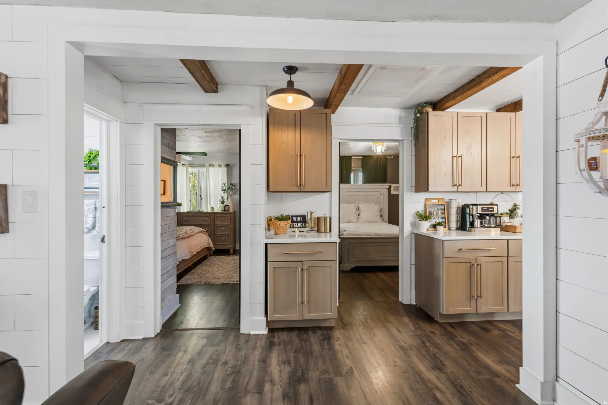 Wood-finish flooring throughout