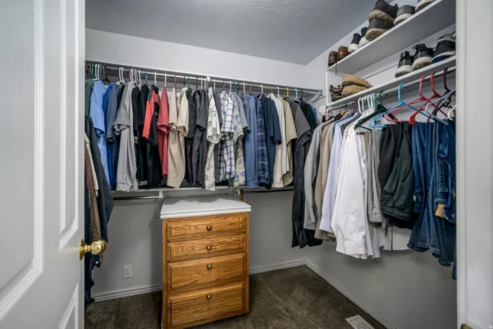 Built-in wood-finish dresser with drawers