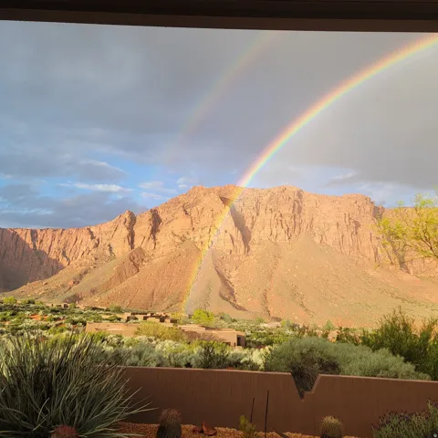 View of double rainbows from the front patio